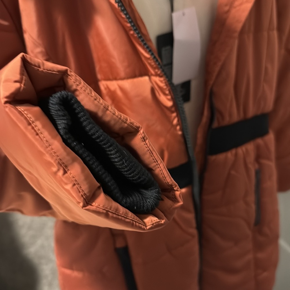 NWT Hudson Puffer Coat Faux Fur Trim in Baked Clay fleece lined. Fits women XS - Picture 13 of 16